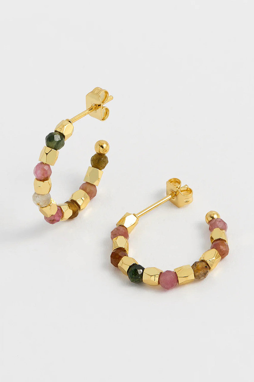 Estella Bartlett Coco & Tourmaline Hoop Earrings for Women - 14K Gold Plated Fashion Jewelry - Elegant Dangle Earrings for Party, Wedding & Everyday Wear