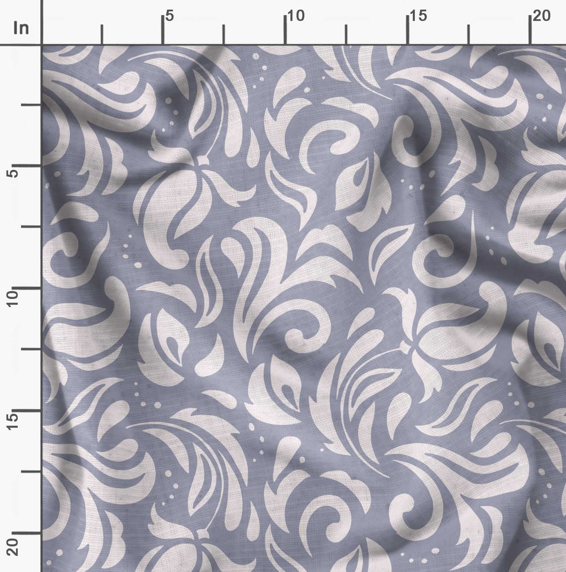 Soimoi Moss Georgette Gray Fabric by The Yard - 42 Inch Wide Filigree Damask Print Material for Dresses, Curtains & DIY Projects - Elegant Printed Fabric for Sewing & Crafting