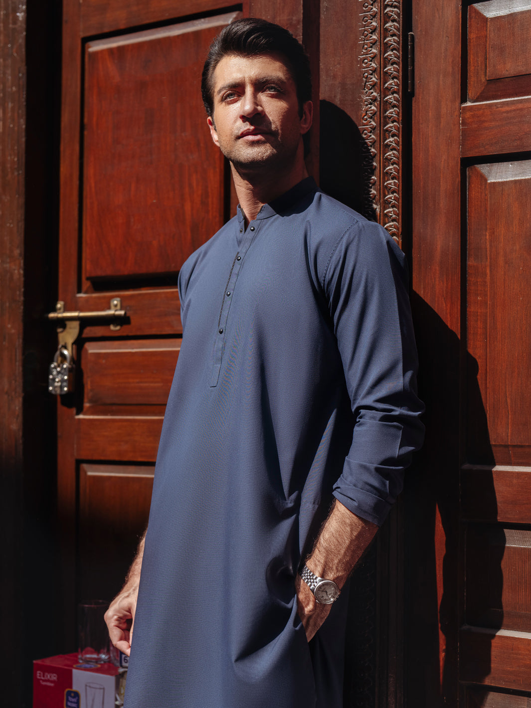 Stylish Navy Blue Blended Kurta for Men & Women | Comfortable Cotton Blend Ethnic Wear | Perfect for Festivals, Weddings & Casual Outings