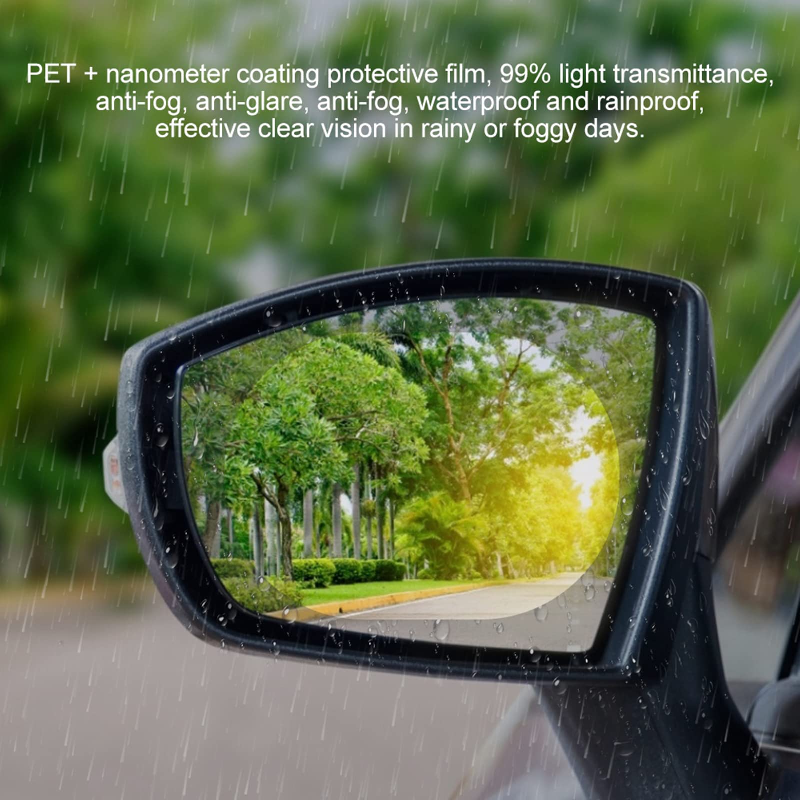 Universal Car Rearview Mirror Rain Guard Film - 100X145mm Anti-Fog Rainproof Nano Coating Sticker for Side Mirrors | All-Weather Visibility Enhancement for Safe Driving in Rain & Fog