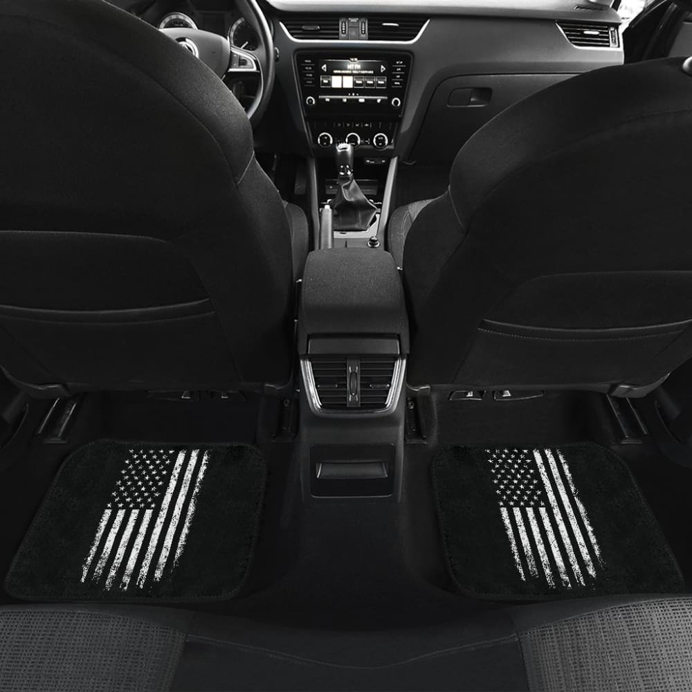 Black Grunge American Flag Patriotic Car Floor Mats - Heavy Duty All-Weather Protection for Trucks & SUVs - USA Pride Auto Accessories for Road Trips & Daily Commute