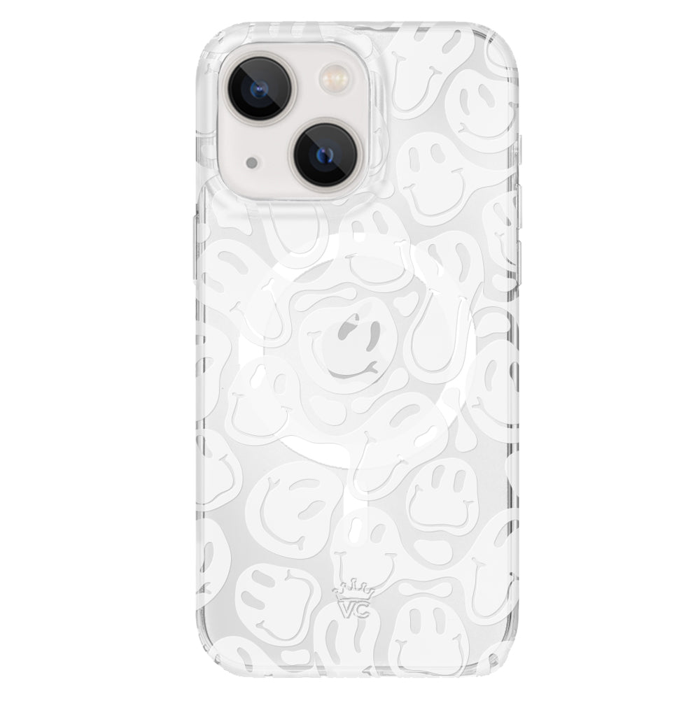 Frosted Clear Smiley Face iPhone Case - Durable Protective Cover for iPhone 12/13/14/15 - Cute & Trendy Design for Everyday Use, School, or Gifts