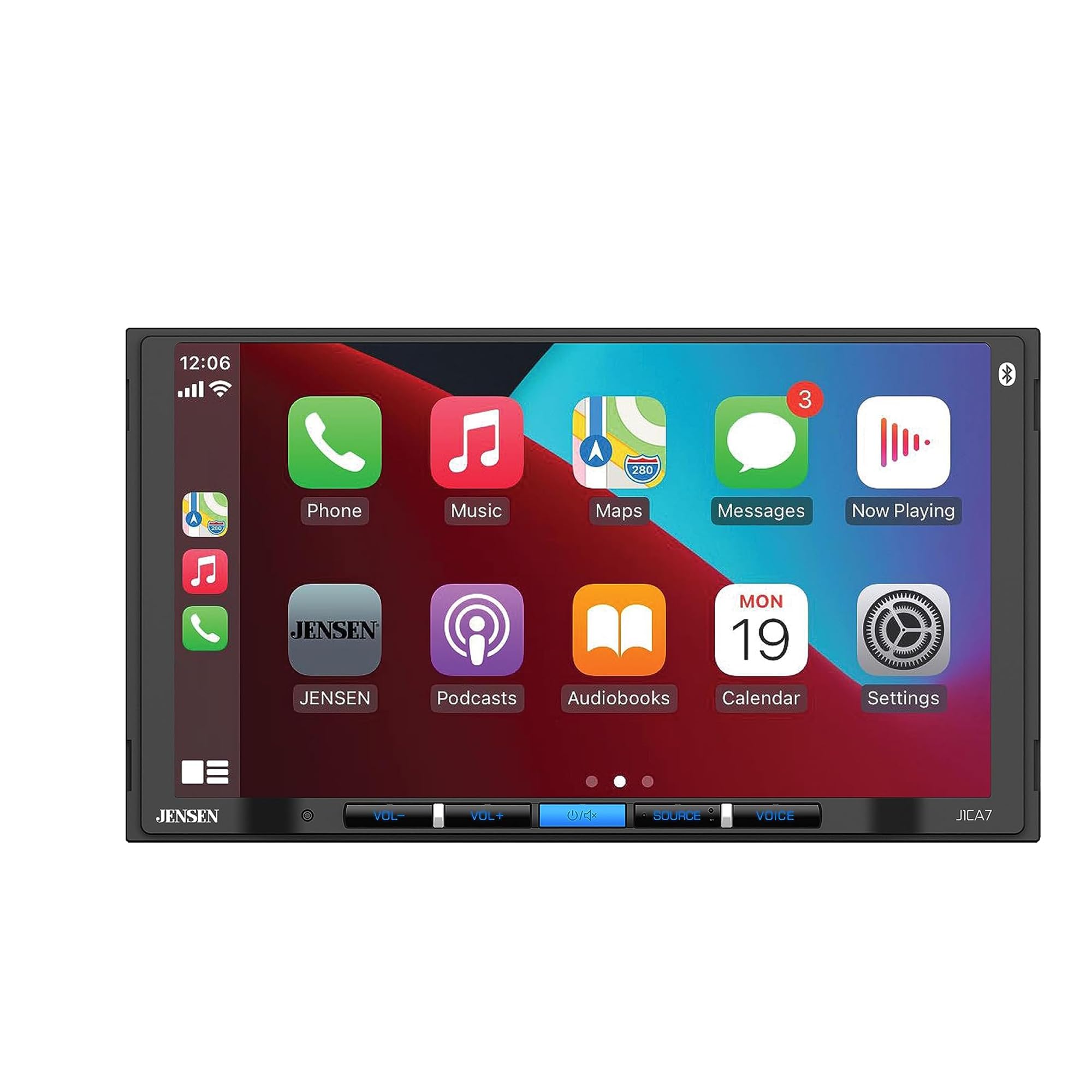 JENSEN J1CA7 7-inch Apple CarPlay & Android Auto Double DIN Touchscreen Car Stereo - Bluetooth Hands-Free Calling, Music Streaming, Backup Camera Input, USB Playback & Charging - Perfect for Road Trips & Daily Commutes