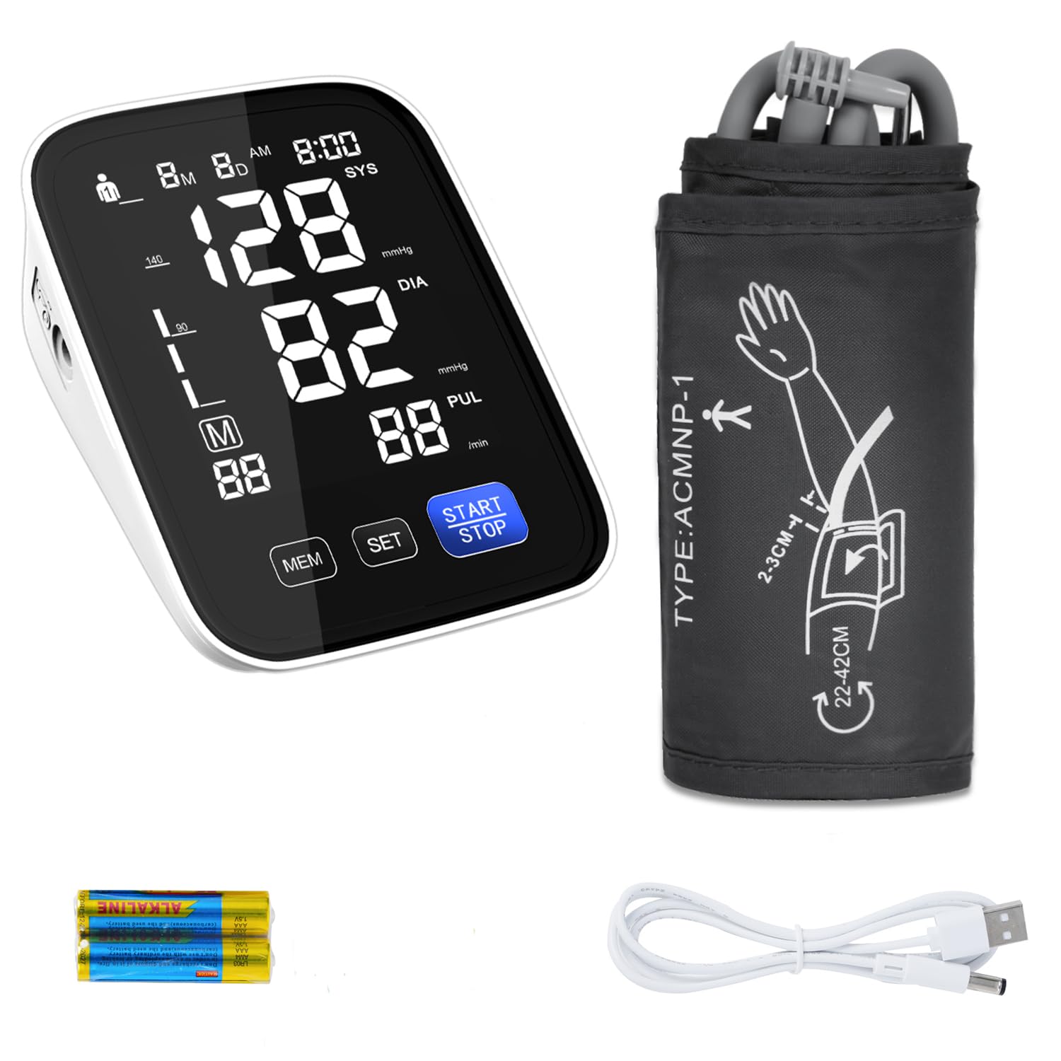 Digital Blood Pressure Monitor - Dual User, 2x90 Memory, Large Cuff (8.5