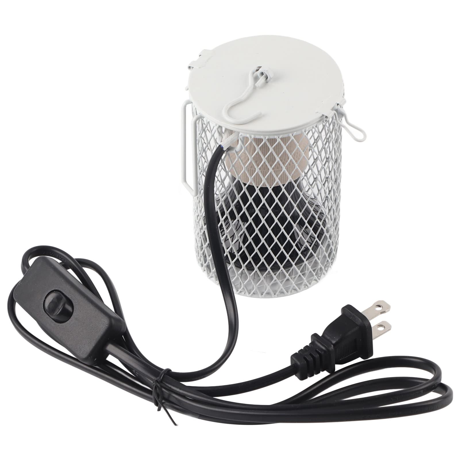 100W Ceramic Heat Emitter Bulb - Bird Heat Lamp with Power Switch & Anti-Bite Hook for Chicken Coop, Reptile Terrarium, Pet Brooder - Safe for Lizards, Snakes, Birds - US Plug 110-120V White - Perfect for Winter Warming & Nighttime Heating