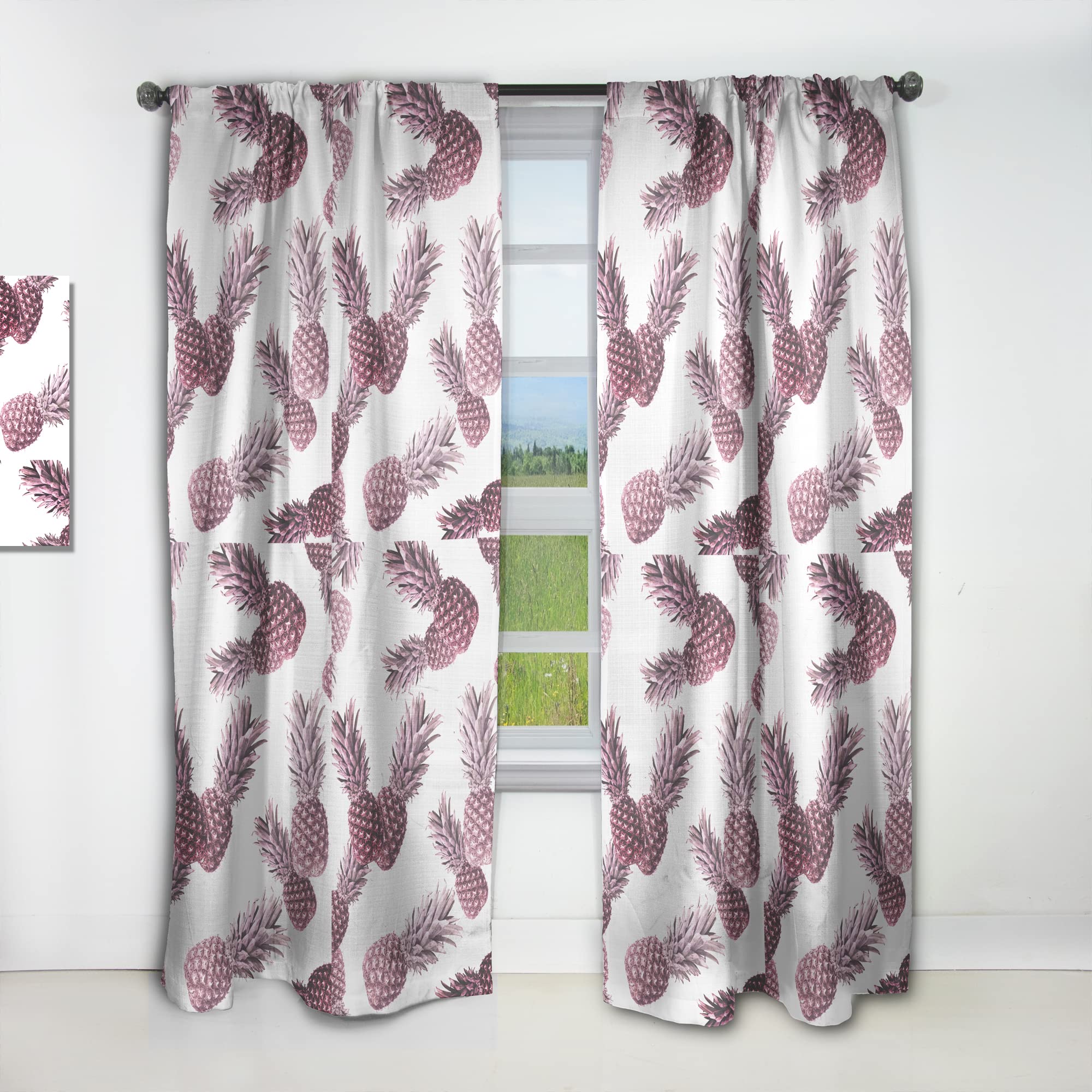DesignQ Thermal Insulated Curtains 'Pineapple Summer Bliss III' - 52x84 Single Panel Blackout Drapes for Bedroom & Living Room - Perfect for Sun Protection, Privacy & Energy Efficiency
