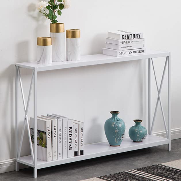 Rustic Console Table with Shelves - Wooden Sofa Table with Metal Frame, Narrow Entryway Table for Living Room, Hallway, Foyer | Perfect Behind Couch Table, Home Decor & Storage Solution