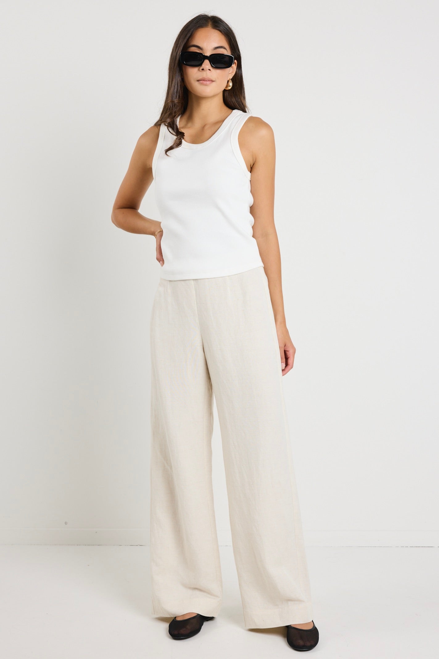 Boulevard Natural Linen Viscose Wide Leg Pants - Women's Comfortable High Waisted Loose Fit Trousers for Casual Wear, Office & Summer Outfits