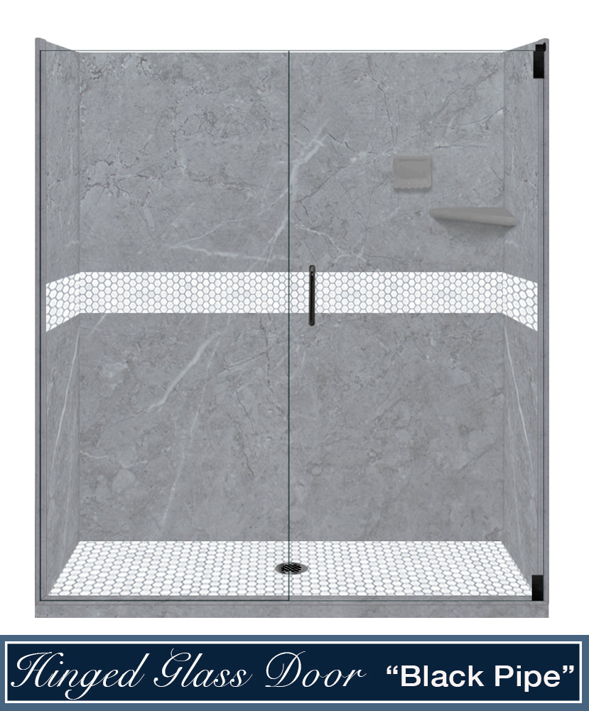 60 Alcove Grio Medici Marble & Pearl Hex Mosaic Tile - DIY Shower Remodel Kit for Bathroom & Backsplash - Waterproof Peel and Stick Wall Tiles for Kitchen, Laundry Room & Home Decor