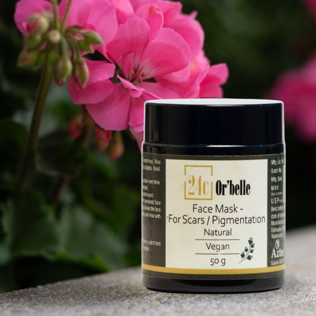 Orbelle Brightening Face Mask with Ashwagandha, Rice Powder & Tea Tree Extract - Reduces Scars & Pigmentation for Glowing Skin - Perfect for Acne-Prone & Sensitive Skin Care Routine