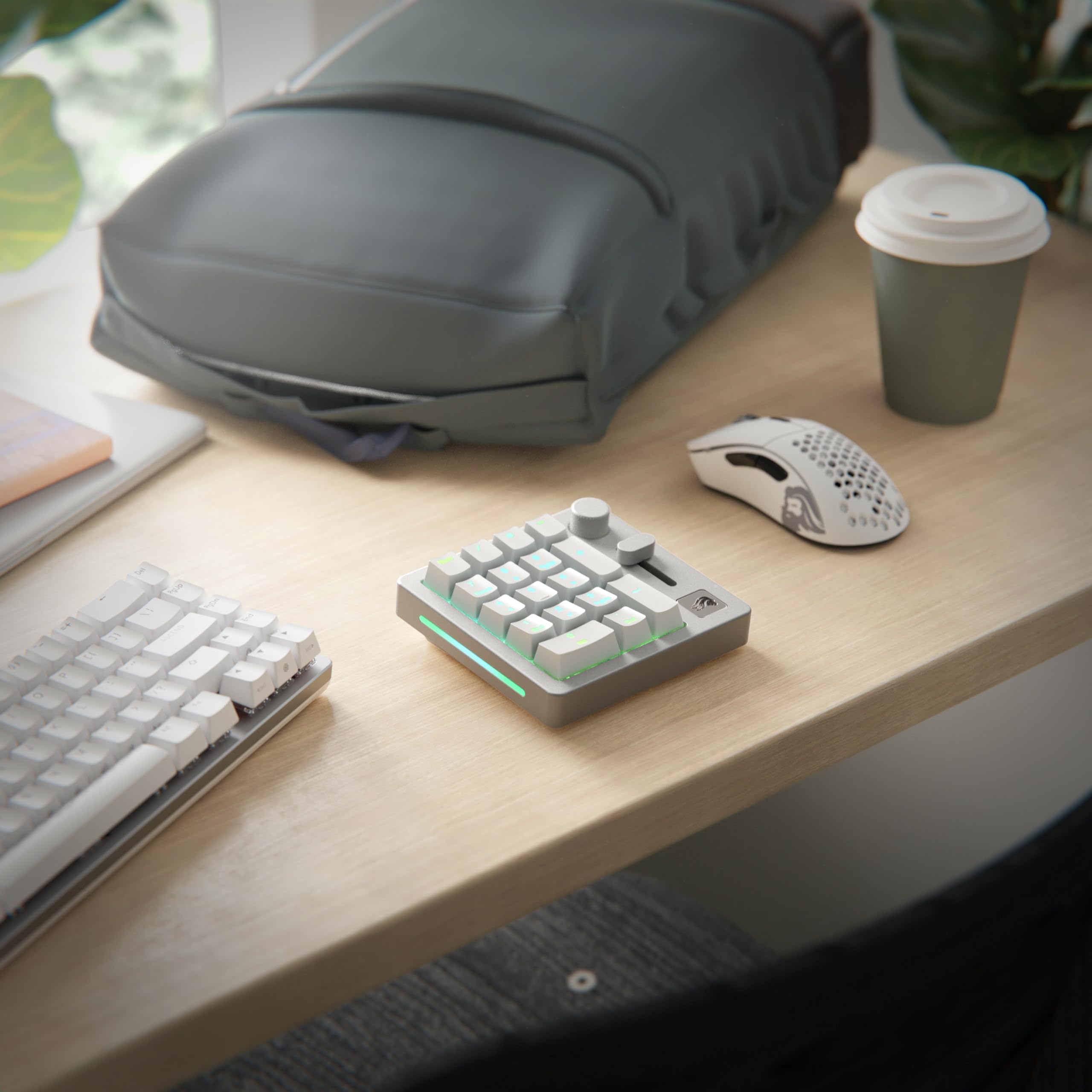 Glorious GMMK Macro Numpad - Wired & Wireless Bluetooth Mechanical Keypad, Premium Aluminum Frame, Customizable Knob & Slider, RGB Backlit, Linear Switches, 18 ABS Doubleshot Keycaps (Ice White) - Perfect for Gaming, Programming & Office Work