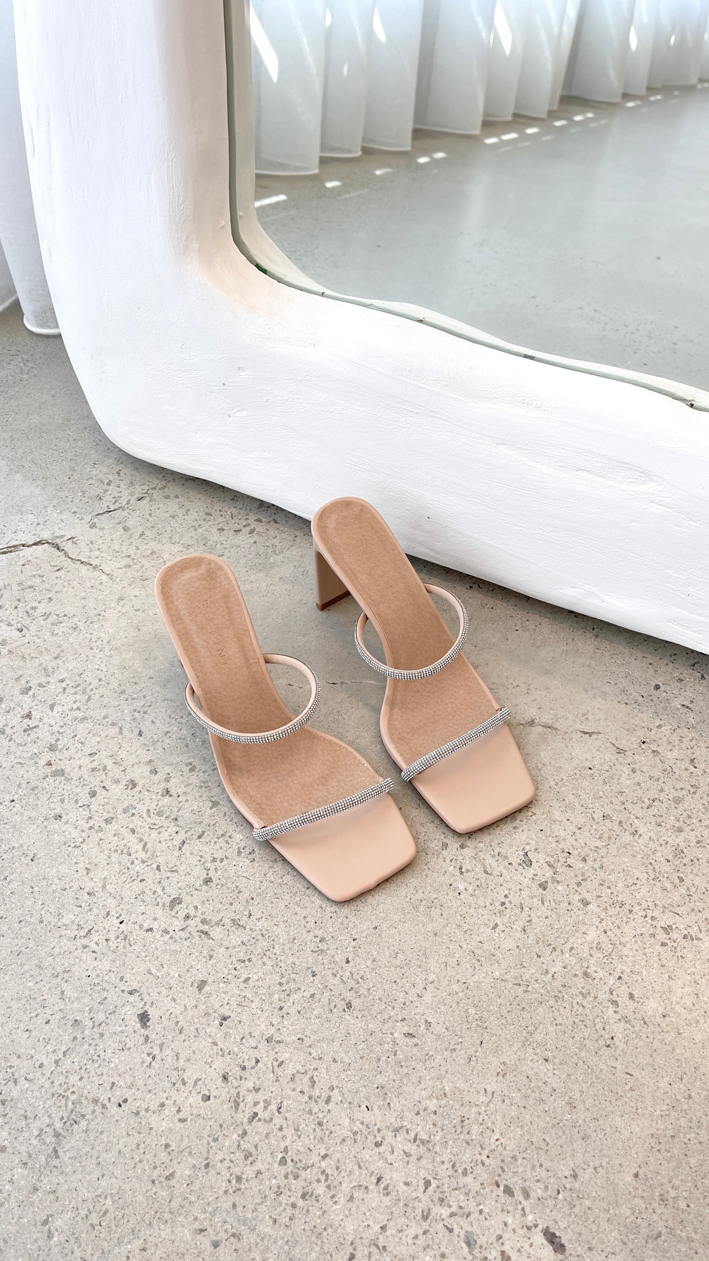 Kallie Heel Nude Diamante Sandals - Women's Elegant Strappy High Heels for Weddings, Parties & Special Occasions