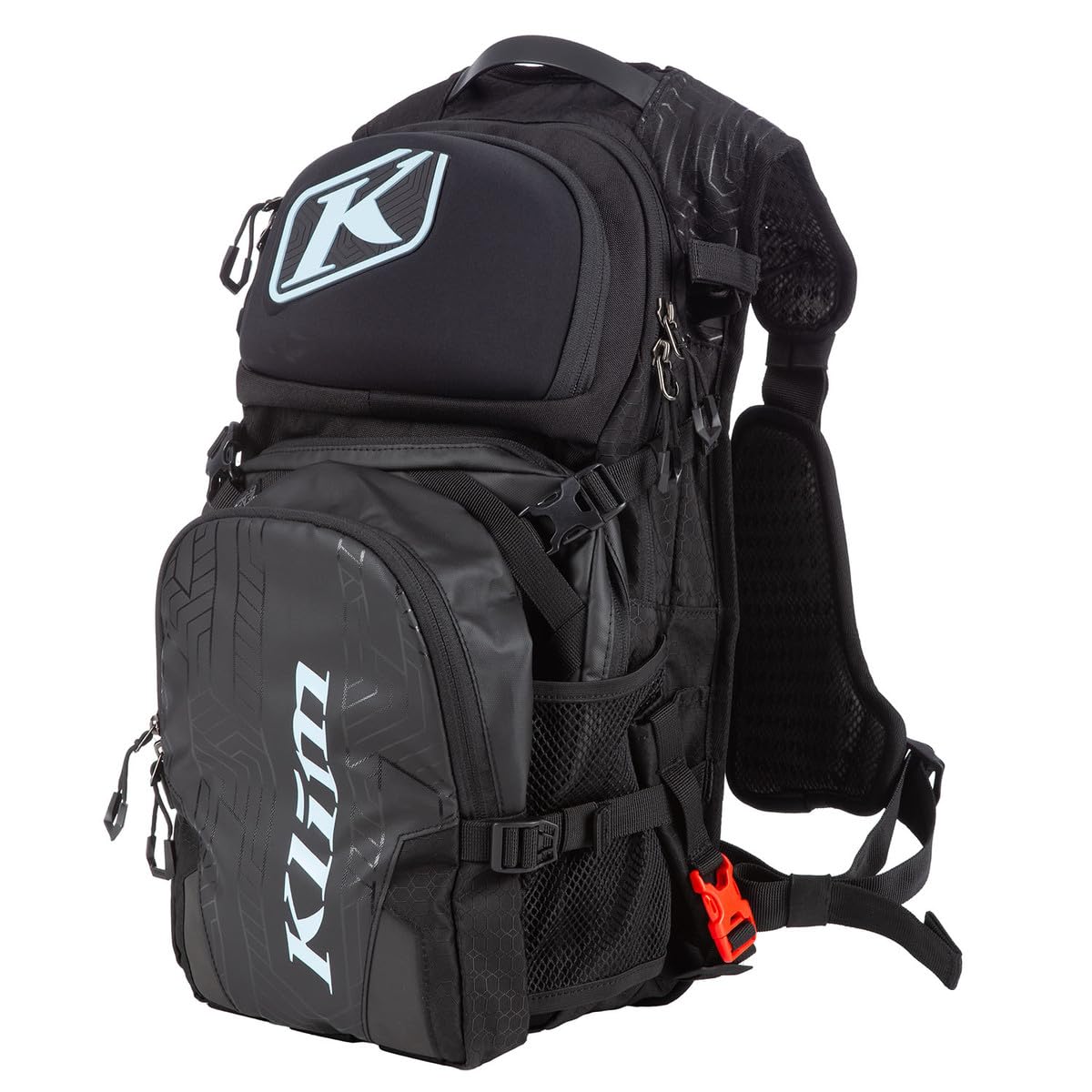 KLIM Nac Pak Technical Backpack - Waterproof Hiking Backpack for Outdoor Adventures (Black & Crystal Blue) - Perfect for Camping, Travel & Daily Commute