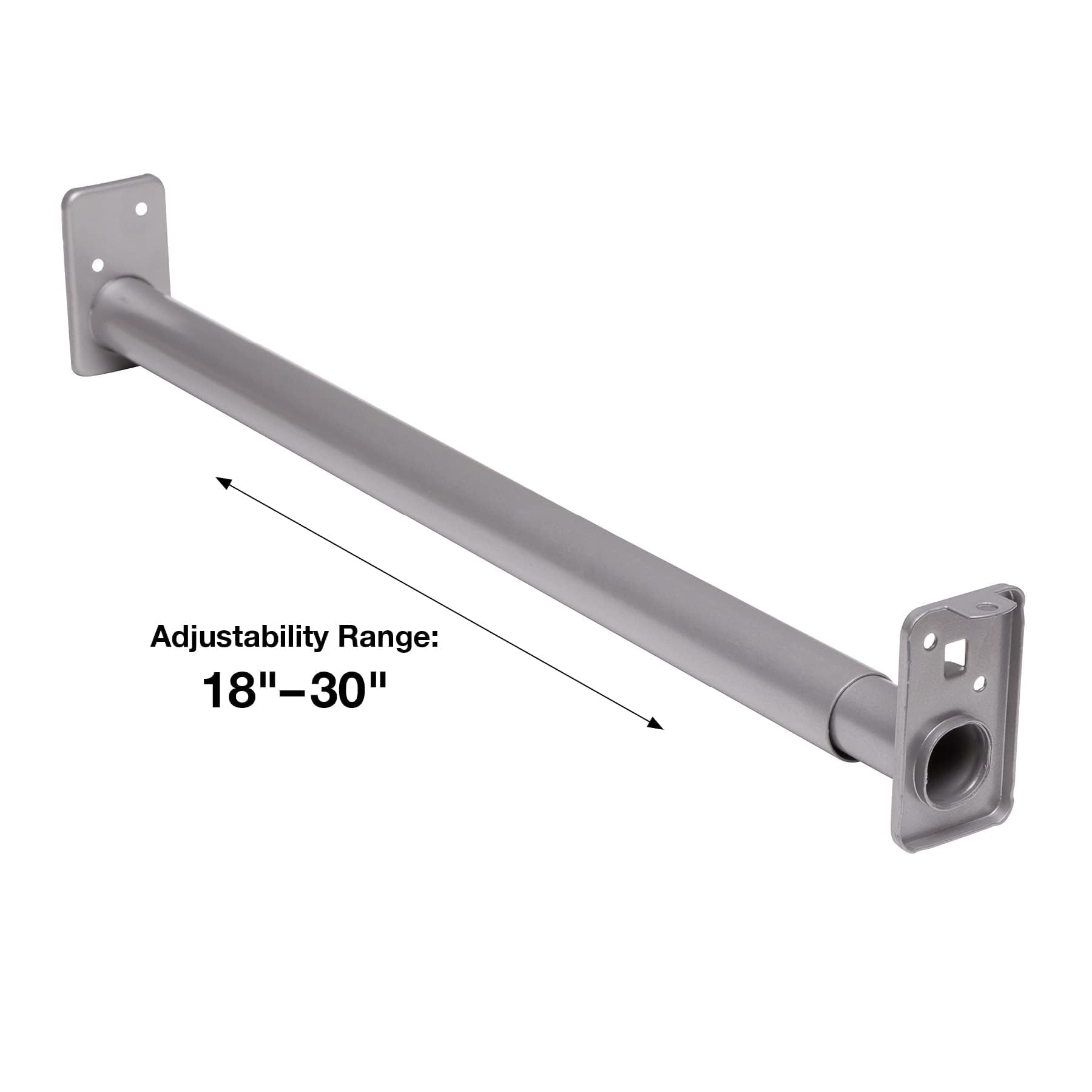Knape & Vogt Closet Pro HD RP0022-18/30 Adjustable Closet Rod - 18 to 30 Inches, Platinum Finish - Heavy Duty Closet Organizer for Bedroom, Walk-in Closet & Storage Organization