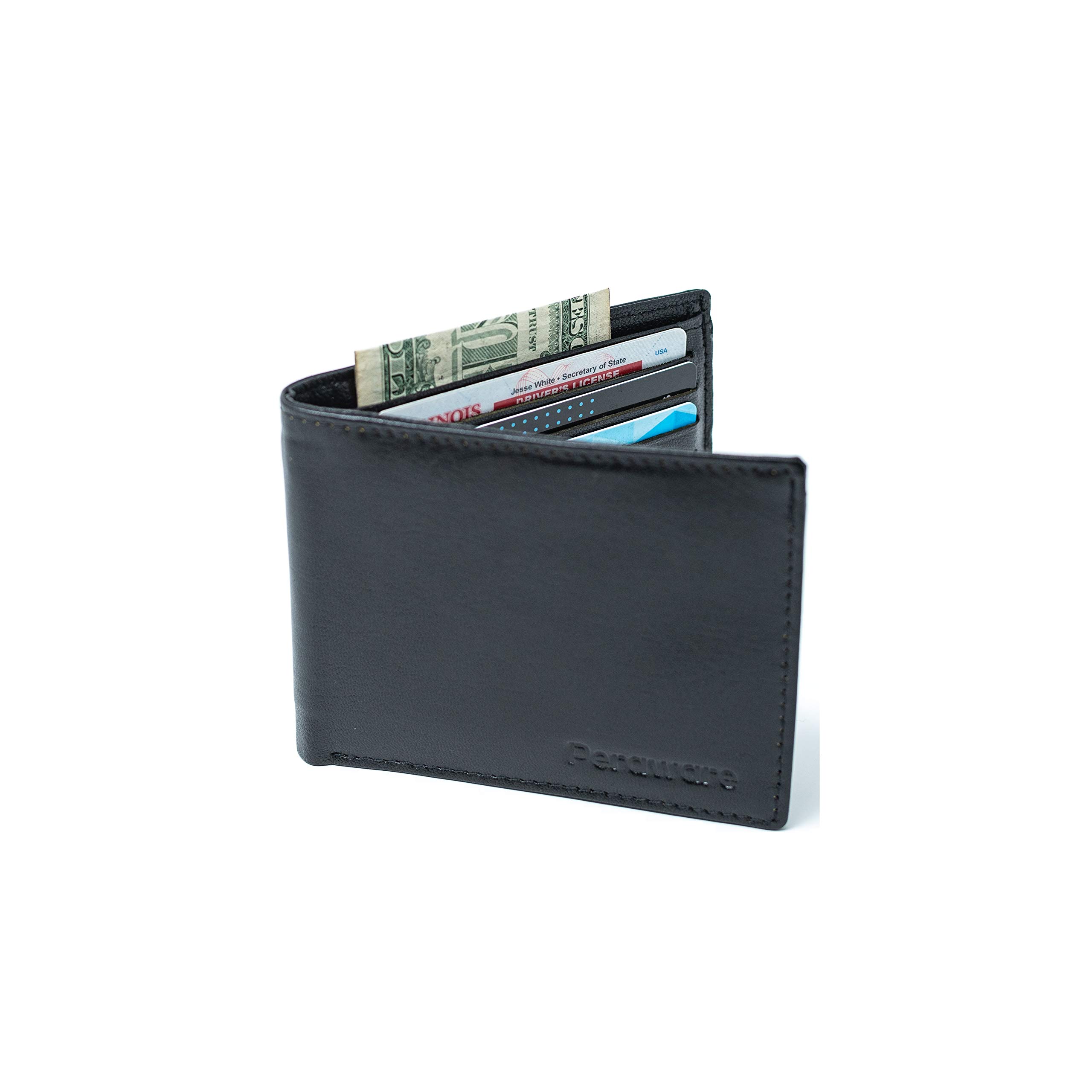 Peraware Genuine Leather Wallets for Men - Slim RFID Blocking Bifold Wallet - Premium Minimalist Front Pocket Wallet - Durable & Stylish for Everyday Use, Travel & Business