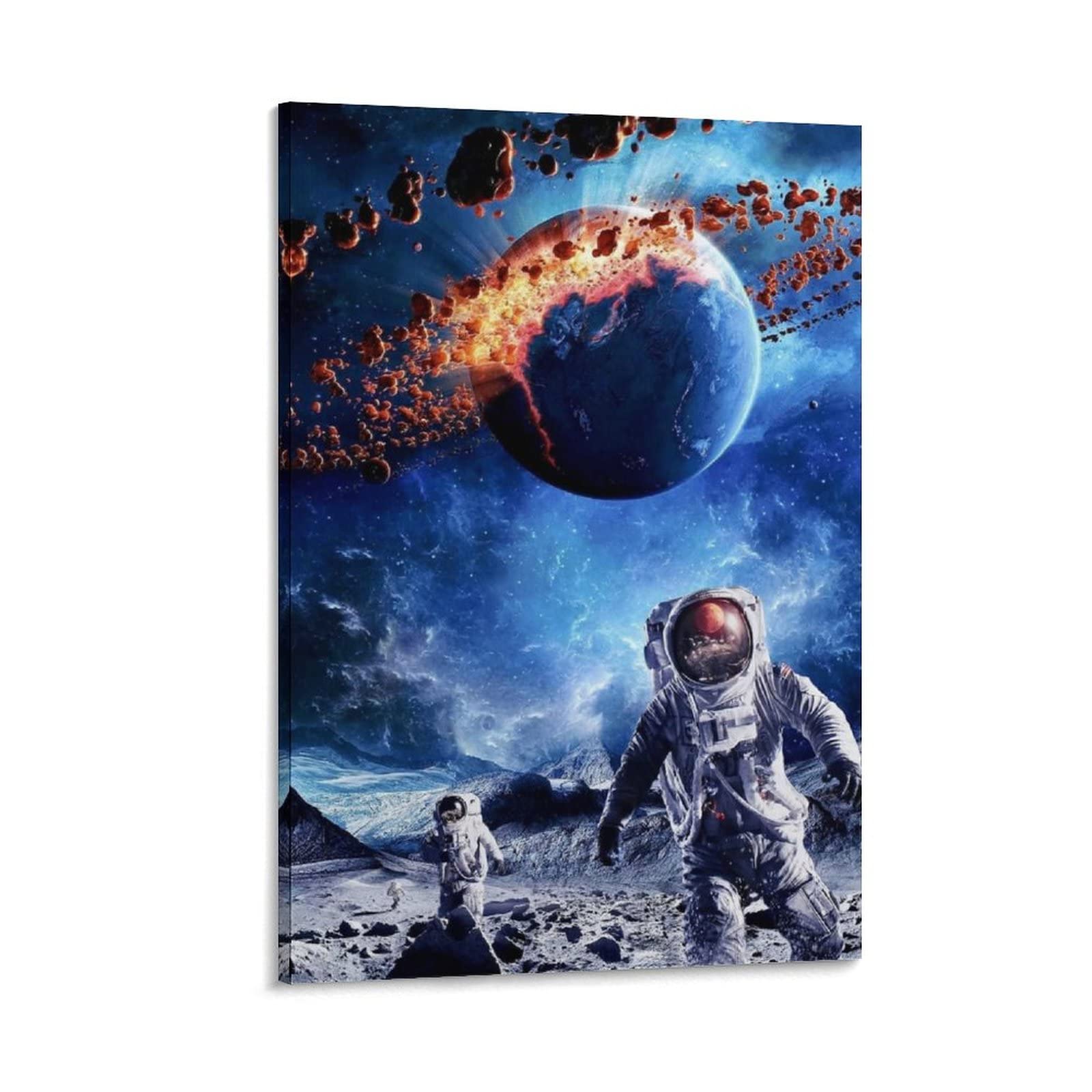 Astronauts on the Planet Canvas Wall Art - Modern Abstract Oil Painting Print 24x36 inch (60x90cm) - Contemporary Space Themed Decor for Living Room, Bedroom, Kitchen & Kids Room - Perfect Home Decor & Wall Decoration Gift Idea