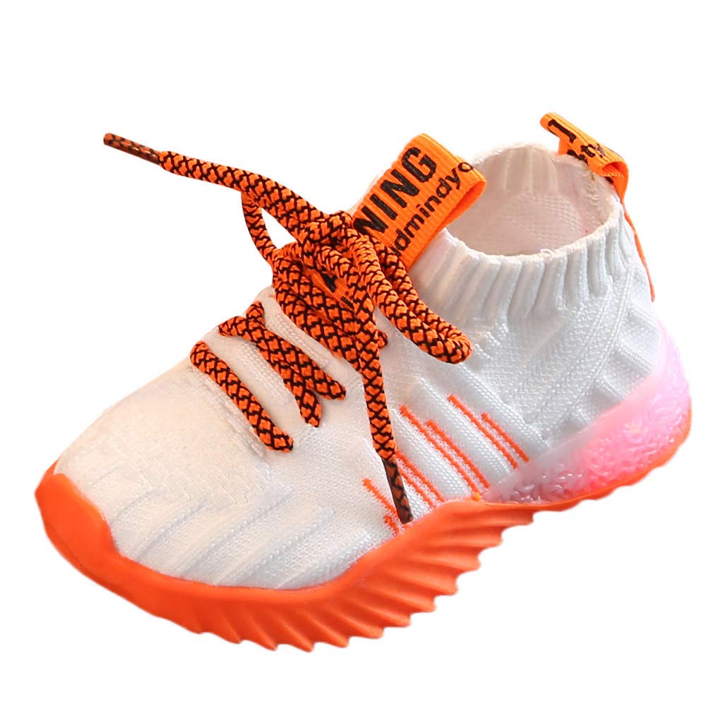 WUAI LED Light Up Shoes for Kids - Breathable Flashing Sneakers for Girls & Boys, Running & Tennis Shoes (White, 18-24 Months) - Perfect for Playtime, Sports & Nighttime Safety