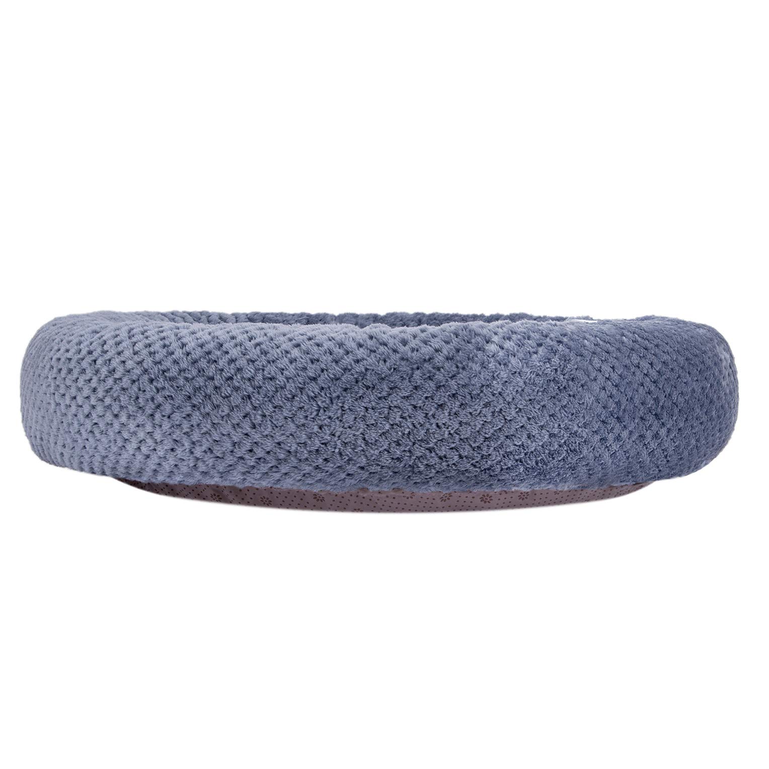 WONDER MIRACLE Fuzzy Deluxe Pet Bed - Ultra Soft Orthopedic Dog Bed & Cat Bed for Large Dogs - Machine Washable Pet Crate Mat (24x24 Inches, Smoked Blue) - Perfect for Living Room, Bedroom & Kennel Comfort