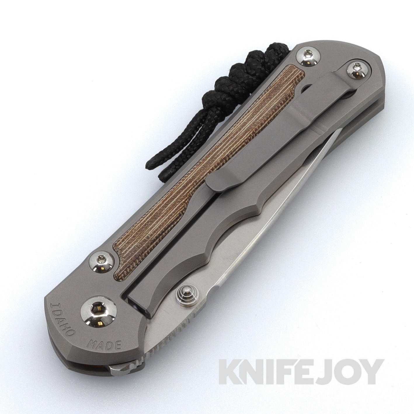 Chris Reeve Knives Large Inkosi Left Hand Plain Drop Point Magnacut Blade - Natural Canvas Micarta Inlay & Glass Blasted Titanium Handles - Premium EDC Folding Knife for Outdoor, Camping & Survival