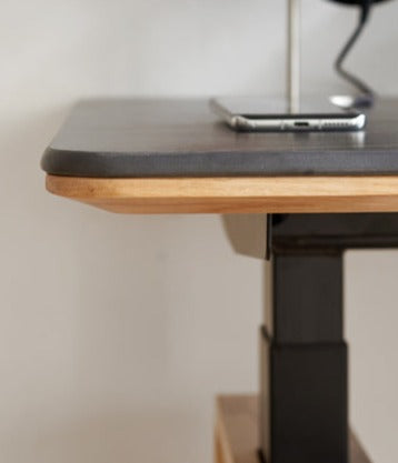 Premium Oak Solid Wood Standing Desk with Natural Rock Slab Top - Ergonomic Adjustable Height Home Office Desk for Work & Study