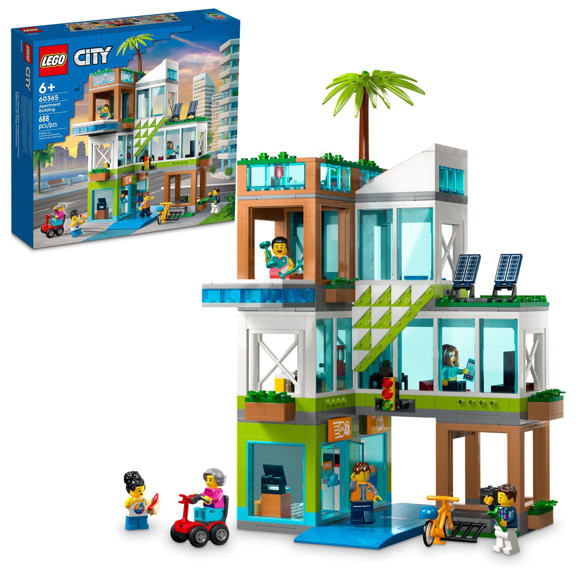 LEGO My City Apartment Building 60365 Toy Set - 3-Storey Modular Building with Mobility Scooter, Bike & 6 Minifigures for Creative Play | Perfect Gift for Kids Ages 6+ | Great for City-Themed Roleplay & Storytelling Adventures