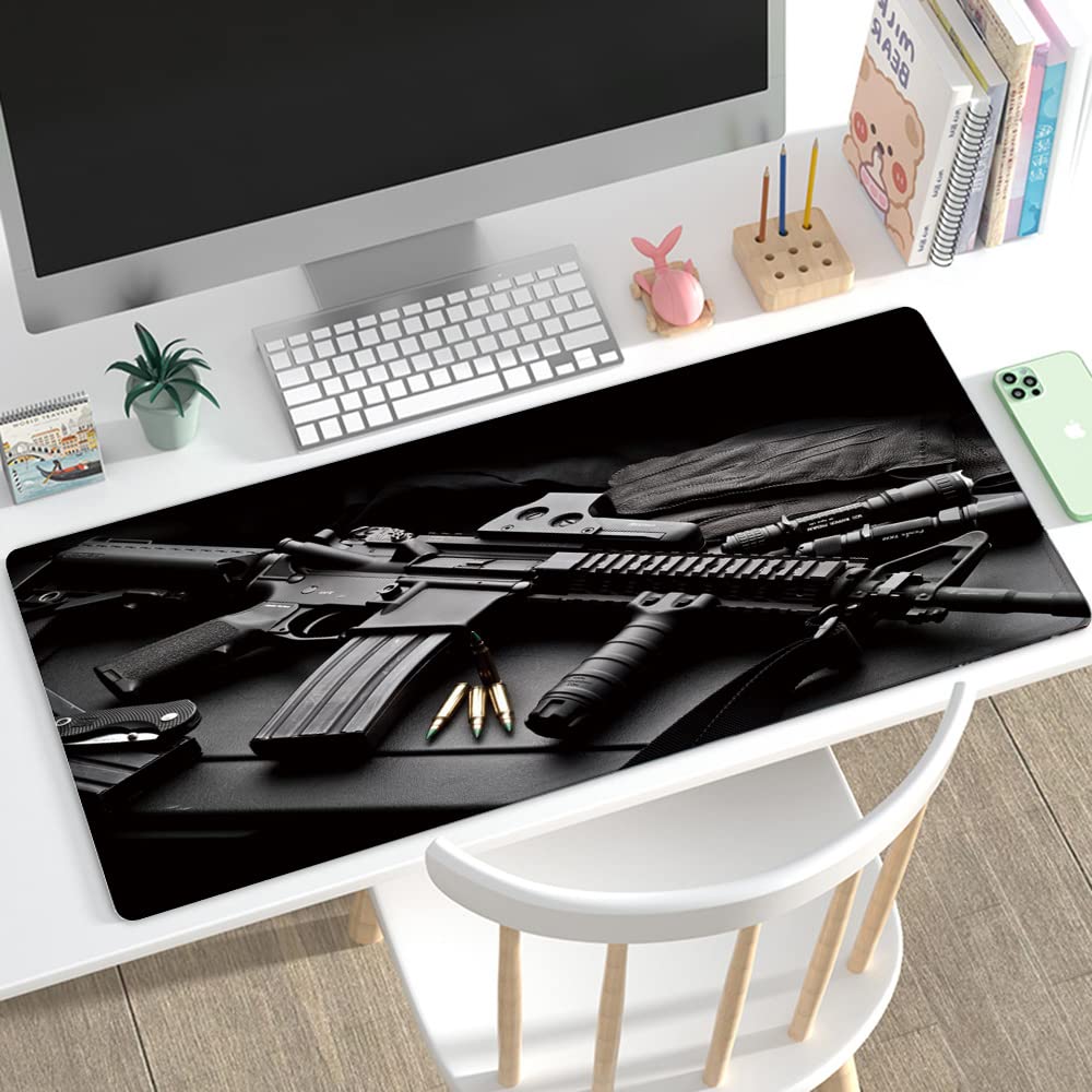 RTGGSEL 31.5x11.8 Inch Non-Slip Extended Gaming Mouse Pad with Stitched Edges - Extra Large Keyboard Mat for PC, Laptop & Office Use (AK47 Design) - Perfect for Gamers, Programmers & Home Office Workstations