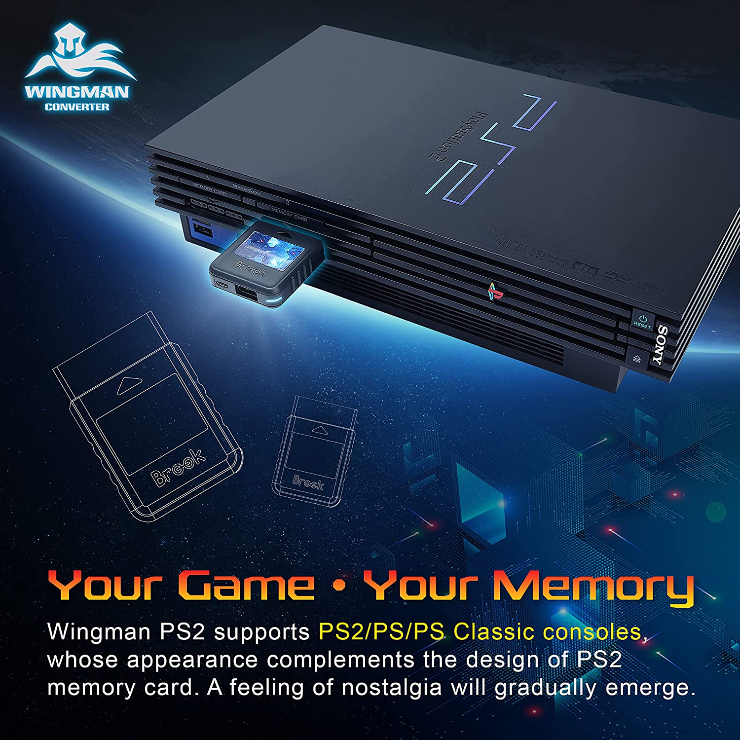 Brook Wingman PS2 to USB Adapter Converter - Play PS2 Games on PC, PS3, PS4 & PS5 - Perfect for Retro Gaming & Competitive Play