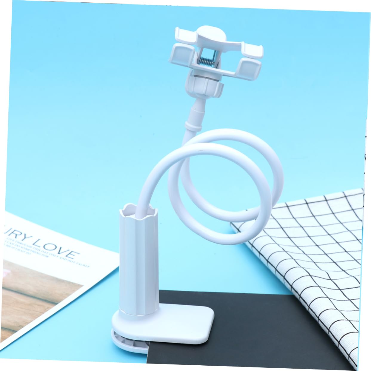 Ciieeo 3-Pack Car Phone Holder - Universal Clip-On Phone Stand for Dashboard & Home Use, White Base - Perfect for Driving, Cooking & Office Work