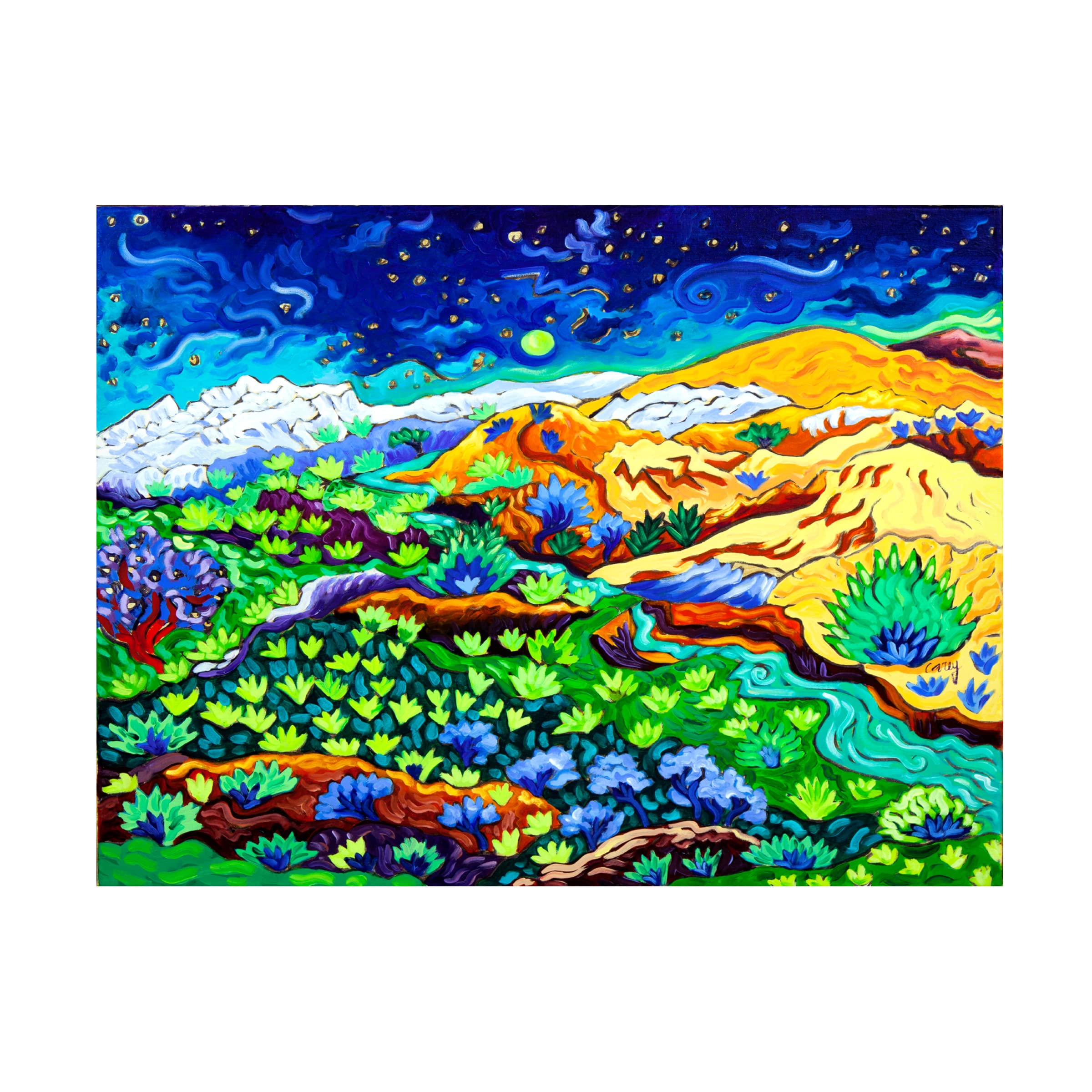 Trademark Fine Art 'Western Starlight' Canvas Wall Art by Cathy Carey - Western Landscape Painting for Living Room, Bedroom & Office Decor