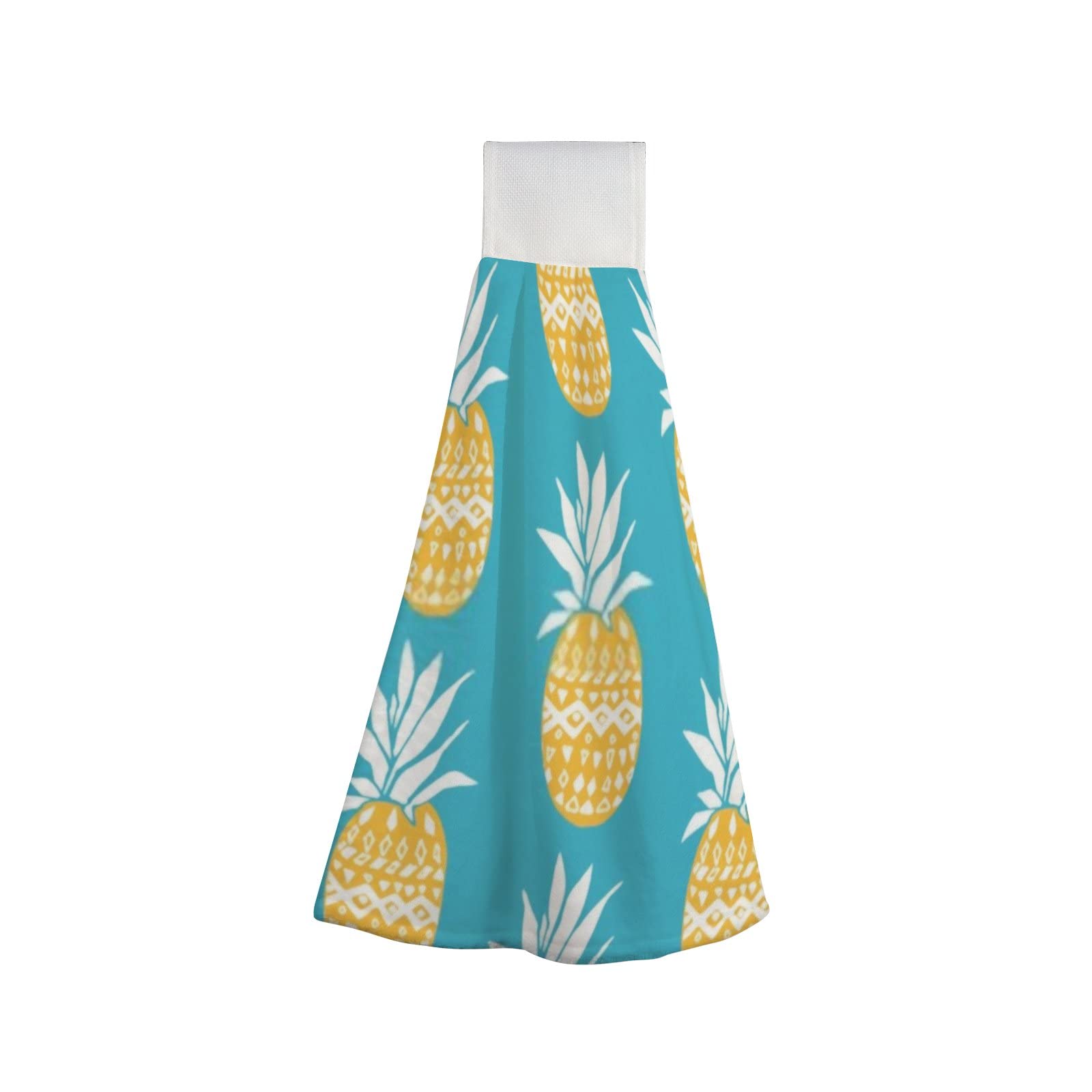 CHIGUA 2-Pack Hanging Hand Towels - Ultra Soft & Super Absorbent Polyester Kitchen Dish Towels | Fast Drying Washcloths for Bathroom, Home Decor (Pineapple Blue) | Perfect for Kitchen Cleaning & Bathroom Essentials