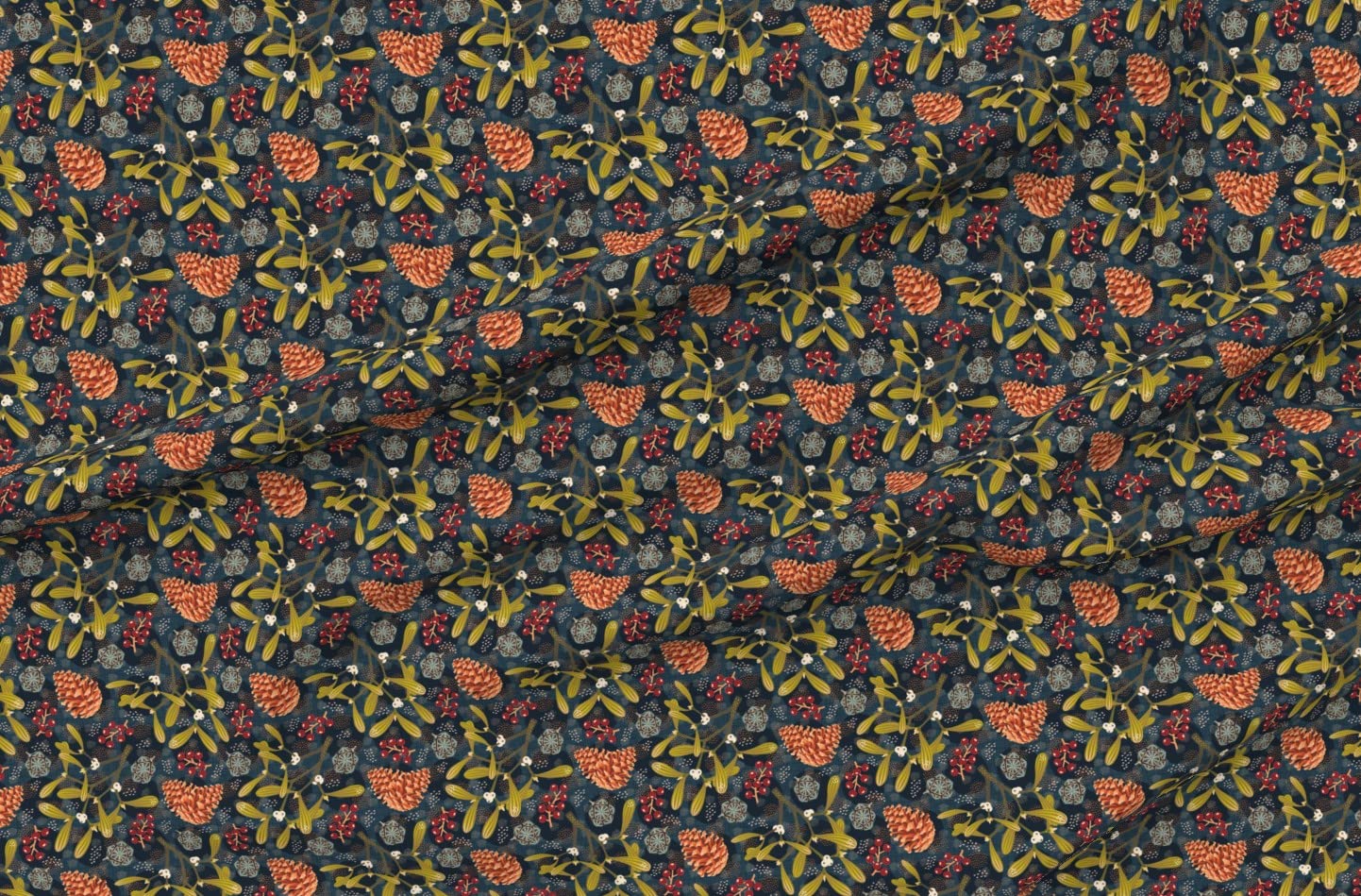 Winter Christmas Flora Berries Printed Minky Fabric by The Yard - Soft Plush Fabric for Sewing Baby Blankets, Quilt Backing & DIY Holiday Decor - Perfect for Cozy Home Projects & Festive Crafts