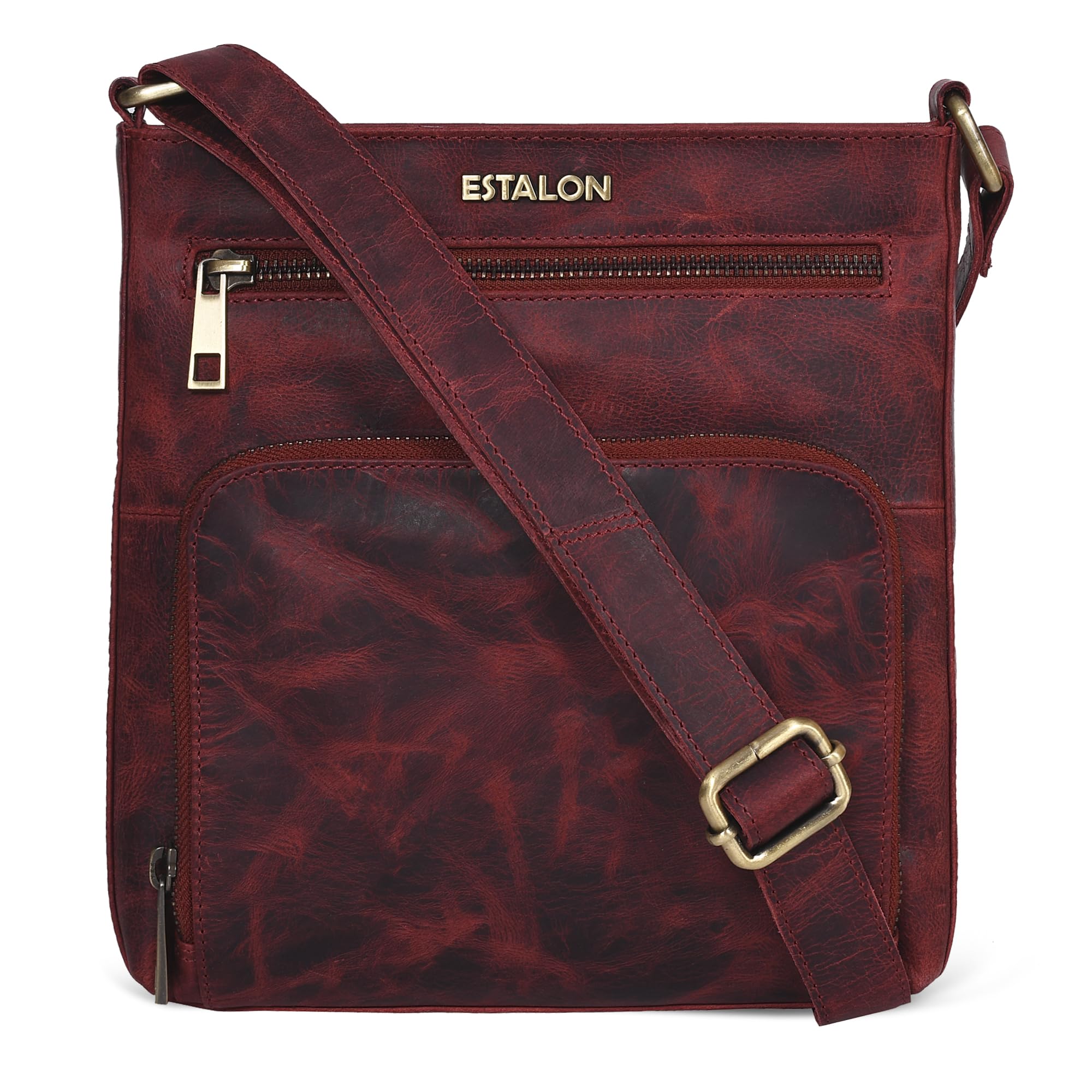 ESTALON Genuine Leather Crossbody Bag for Women - Adjustable Shoulder Strap, Medium Size Purse - Perfect for Work, Travel & Everyday Use