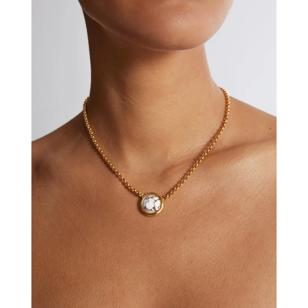 Anna Beck Medium White Buffalo Turquoise Pendant Necklace - Handcrafted Sterling Silver Jewelry for Women | Boho Chic Accessory for Casual Wear, Parties & Special Occasions