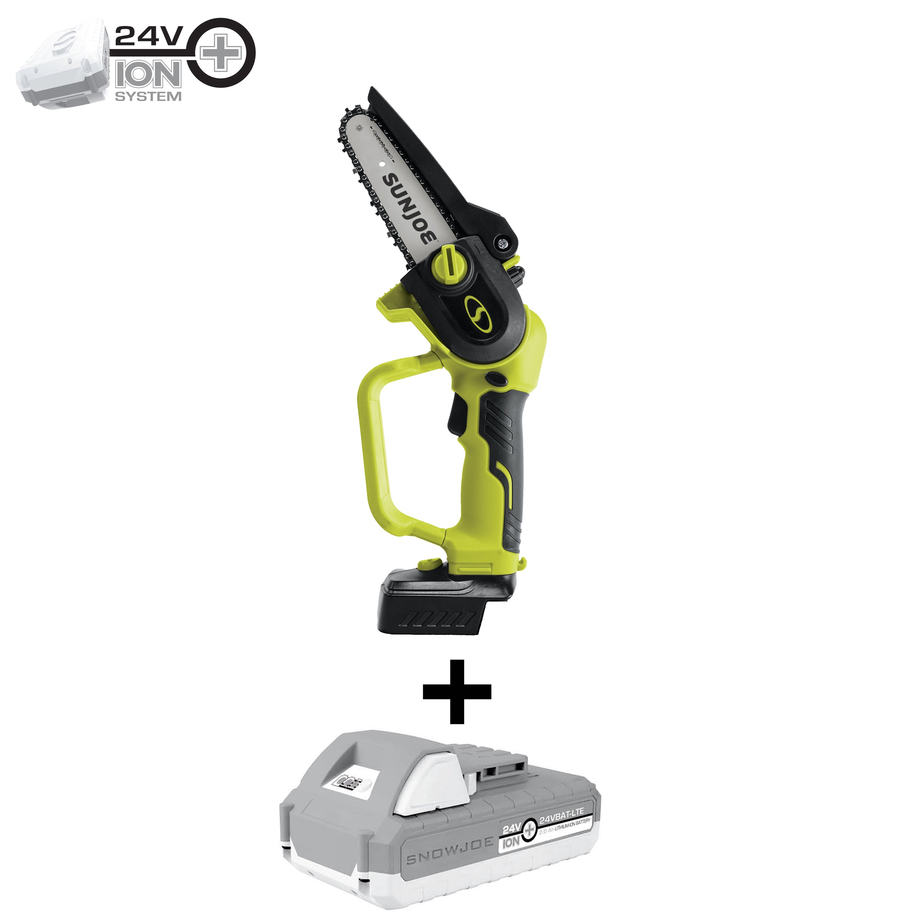 Sun Joe 24V Cordless Telescoping Pole Pruning Saw with 12 Ft Reach & 4000 RPM - Includes 2.0Ah Battery & Charger - Perfect for Tree Trimming, Landscaping, and Garden Maintenance