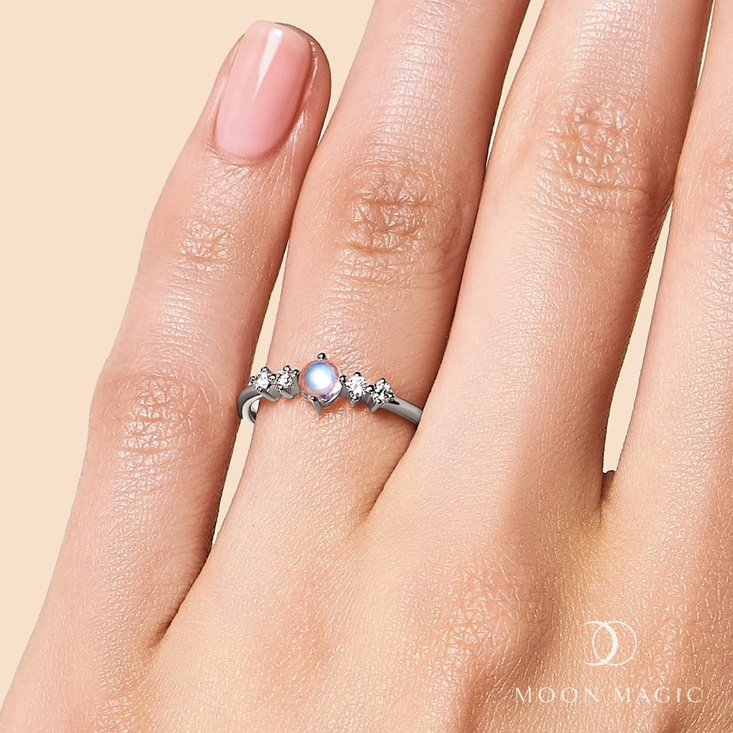 Authentic Rainbow Moonstone Ruby Garnet Rose Quartz Obsidian Amethyst Opal Rings - Real 925 Sterling Silver & 18k Rose Gold Birthstone Jewelry for Women - Perfect for Gifts, Weddings, and Everyday Elegance