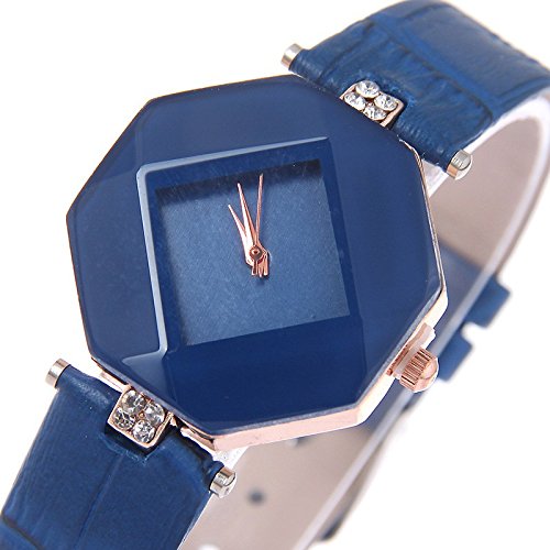 ITHANO Diamond Cut Glass Blue Strap Analog Blue Dial Women's Wrist Watch - ITDCBL02 | Elegant Fashion Accessory for Casual Wear, Office & Special Occasions