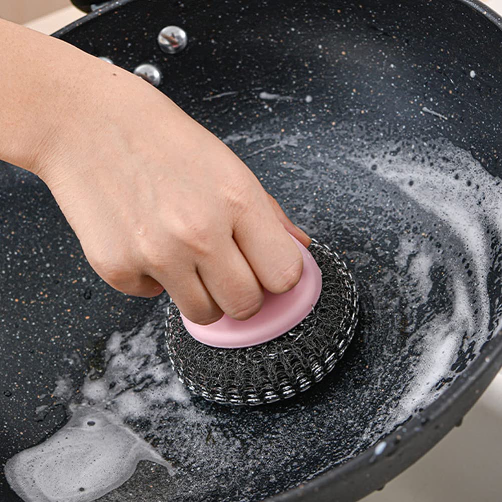 Hemoton 8-Piece Cleaning Brush Set - Stainless Steel Scrubber Balls, Dish Brush & Kitchen Scrubber for Pots, Pans & Utensils - Perfect for Deep Cleaning, Dishwashing & Tough Stains Removal