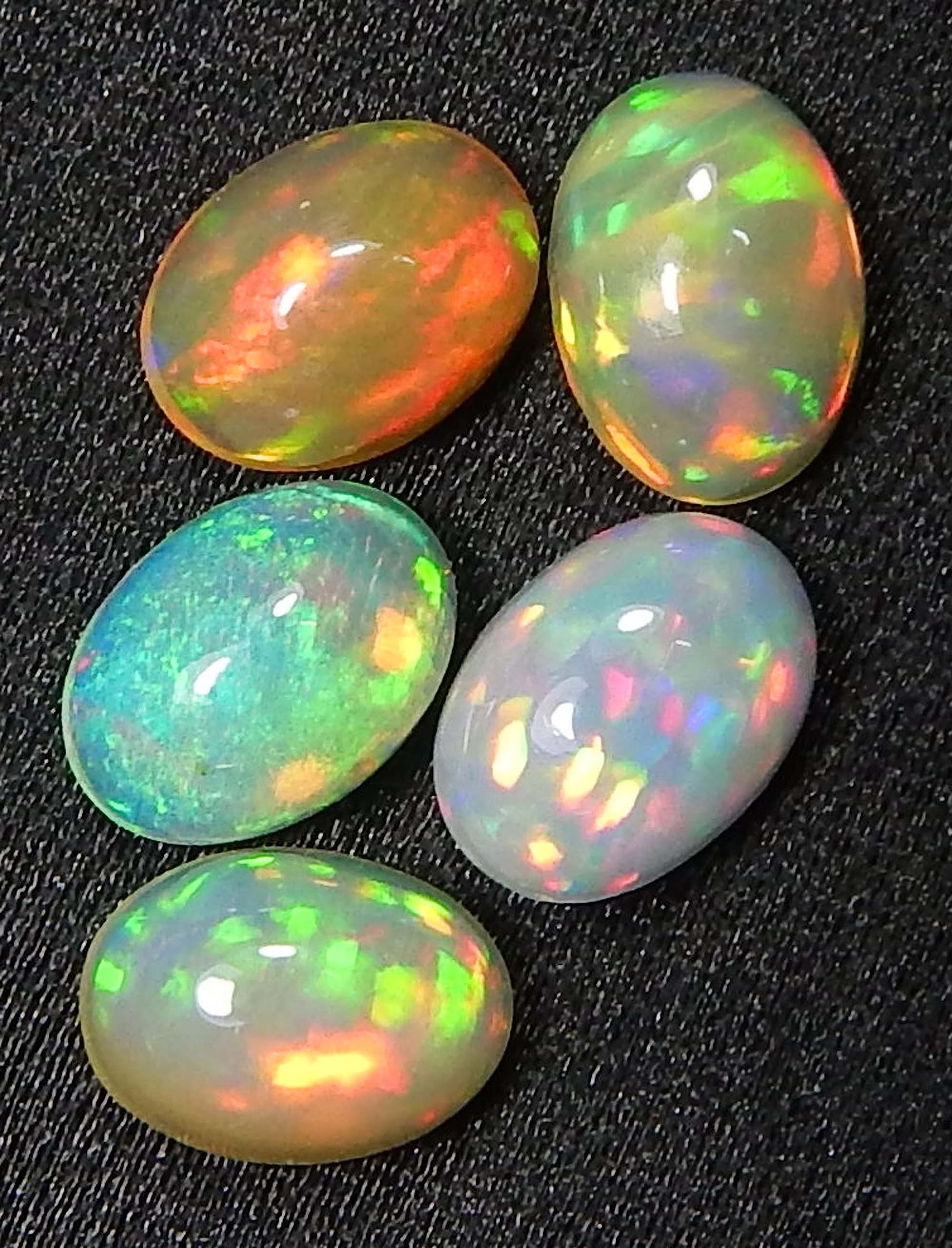 Premium AAA Grade Natural Ethiopian Opal Gemstone Mix Size Box (5x7mm, 5 Stones) - Perfect for Jewelry Making, Collecting & Gifts