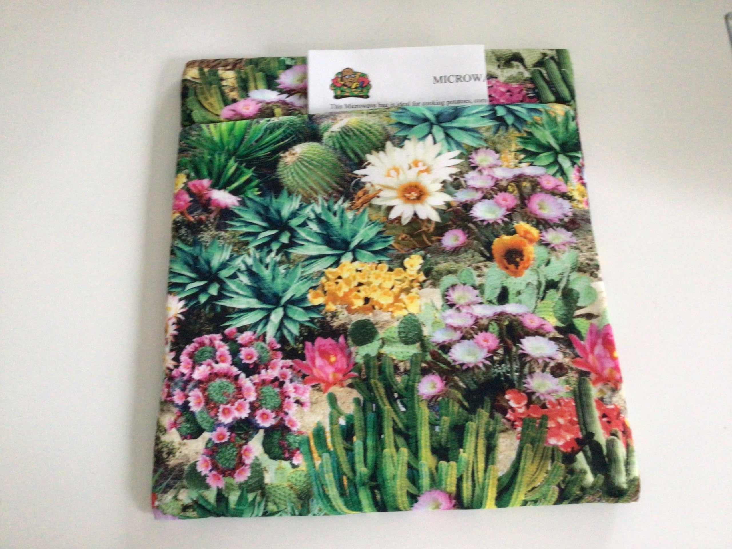 Large Microwave Potato Bag - Flowering Cactus Design, 100% Cotton Handmade Baked Potato Warmer for Kitchen | Perfect for Baking Potatoes, Reheating Food & Keeping Meals Warm