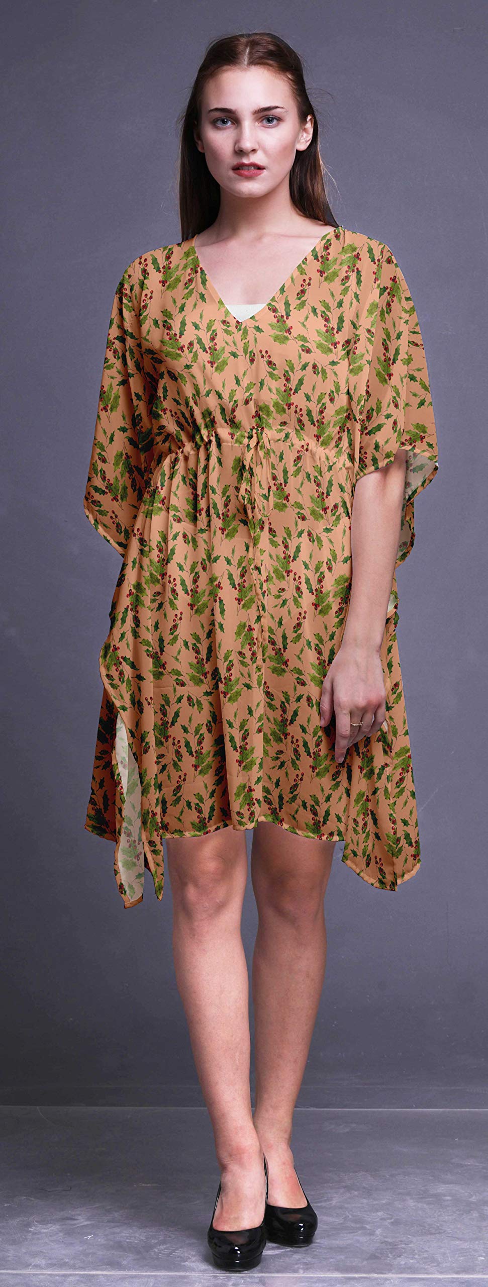 Bimba Women's Short Caftan Midi Dress - Beach Cover Up, Swimwear Wrap, Boho Summer Dress for Pool, Vacation & Resort Wear