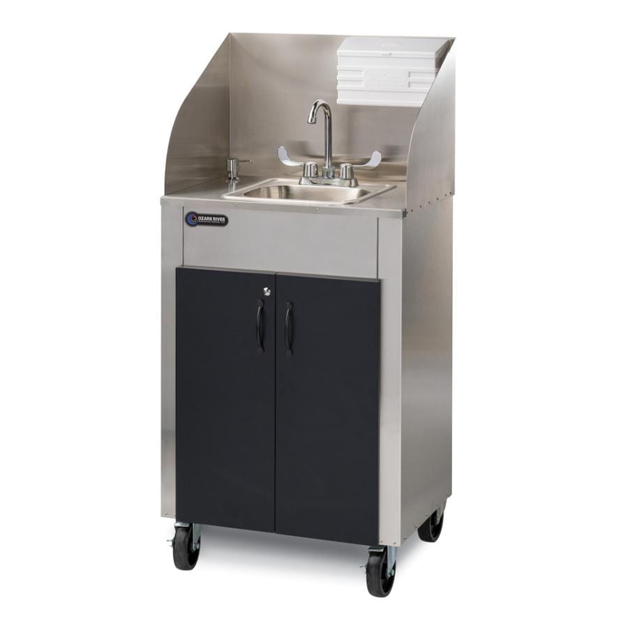 Ozark River Elite Pro 1 Portable Hot Water Sink with Stainless Steel Top and Basin - Black/Black - Perfect for Camping, RV Travel & Outdoor Adventures