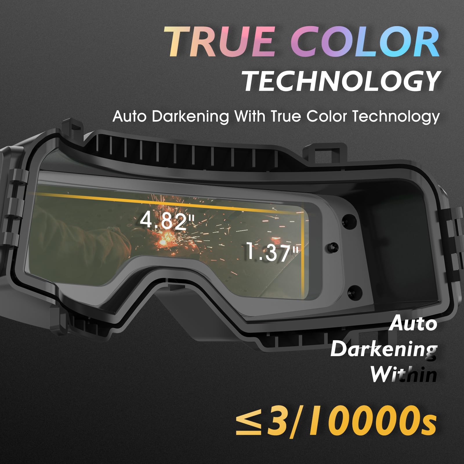 TOOLIOM Auto Darkening Welding Goggles with True Color Vision - Adjustable Safety Face Shield Helmet for TIG MIG Stick Welding & Grinding - Perfect for Metal Fabrication, Construction & DIY Projects
