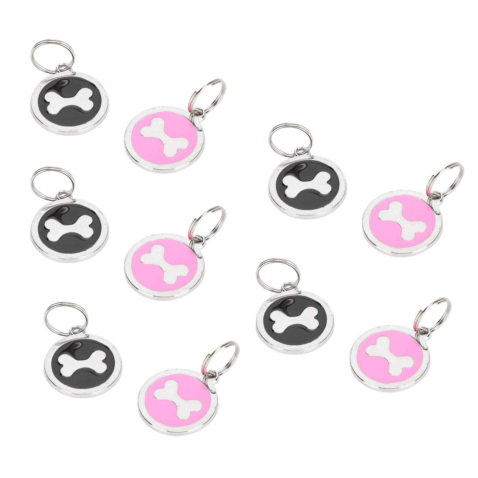 JUNWU 10pcs Cute Bone-Shaped Pet ID Tags - Durable Engraved Dog & Cat Collar Pendants with Random Colors - Perfect for Daily Walks, Travel & Pet Safety Identification