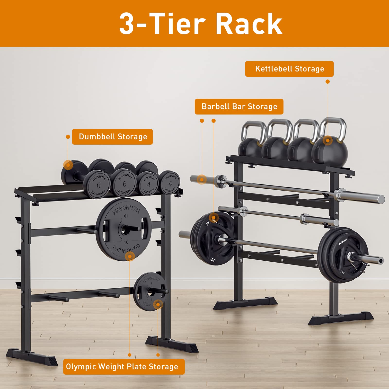 UBOWAY Compact Dumbbell Rack Stand - Heavy Duty Weight Storage Organizer for Dumbbells, Olympic Barbells & Weight Plates | Perfect for Home Gym Strength Training & Fitness Workouts | Space-Saving Exercise Equipment for Garage, Basement & Small Spaces