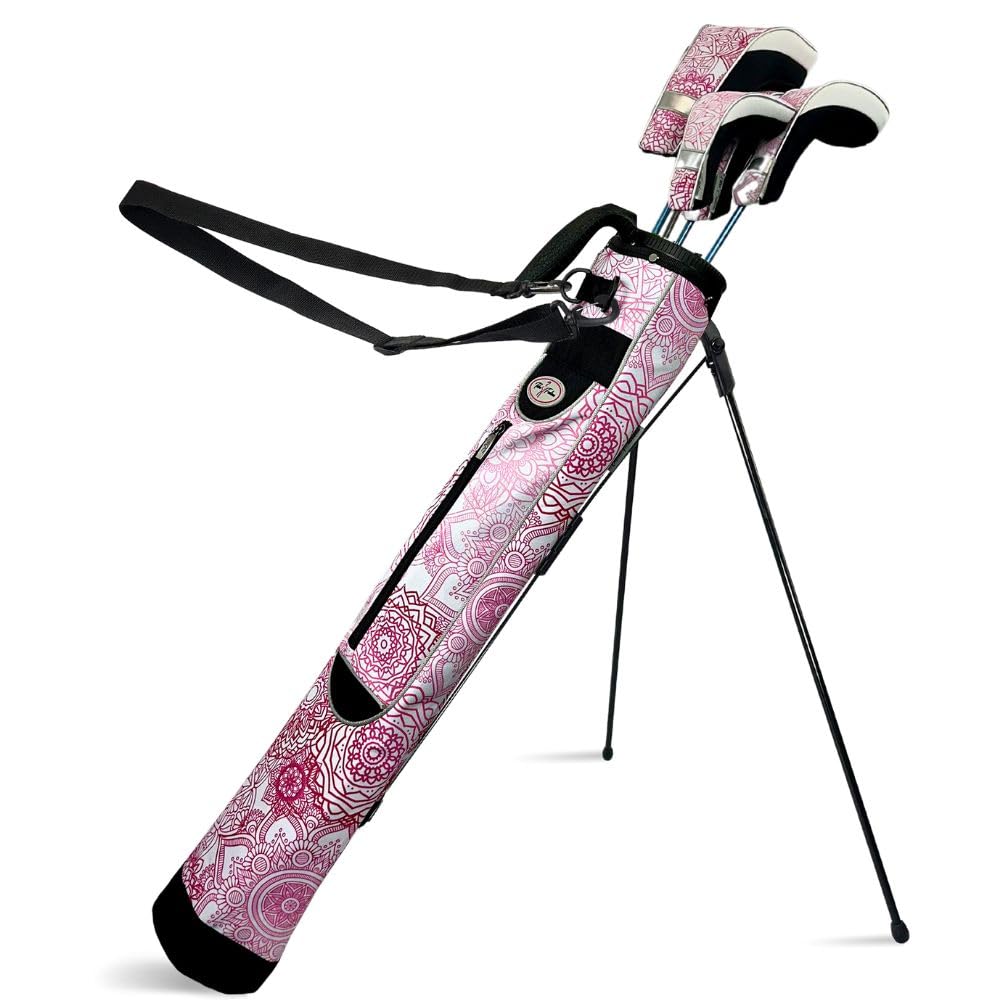 Women's Ultralight Sunday Golf Bag with Self-Flexing Stand & Adjustable Strap - Perfect for Par 3 & Executive Courses | Stylish Mandala Design | Ideal for Driving Range, Practice Sessions & Casual Golf Outings