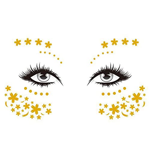 Gold Glitter Temporary Face Tattoos - Metallic Freckle Stickers for Makeup, Costume & Festival | Personal Film Roll Design for Parties, Halloween & Cosplay