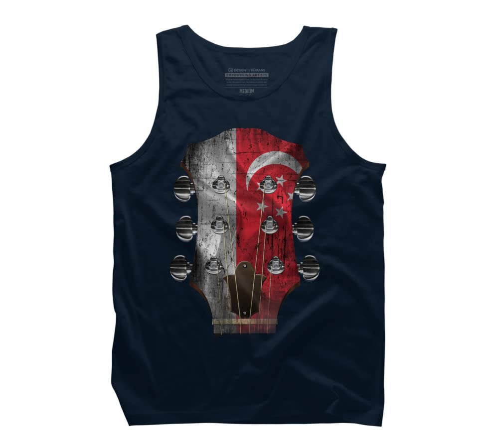 Design By Humans Men's Guitar Head Stock Singapore Graphic Tank Top - Cool Music Lover Tee for Casual Wear, Concerts & Summer Outfits