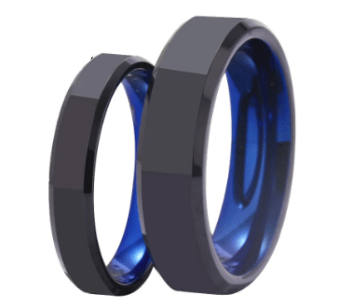 Blue Black Wedding Engagement Ring for Couple - Elegant Matching Bands for Him & Her - Perfect for Proposals, Anniversaries & Romantic Occasions