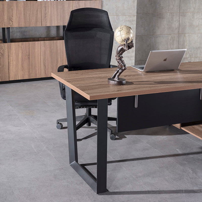 ADRIANO Executive Office Desk with Left Return - 160cm & 180cm Light Brown Wooden L-Shaped Desk for Home Office & Workspace