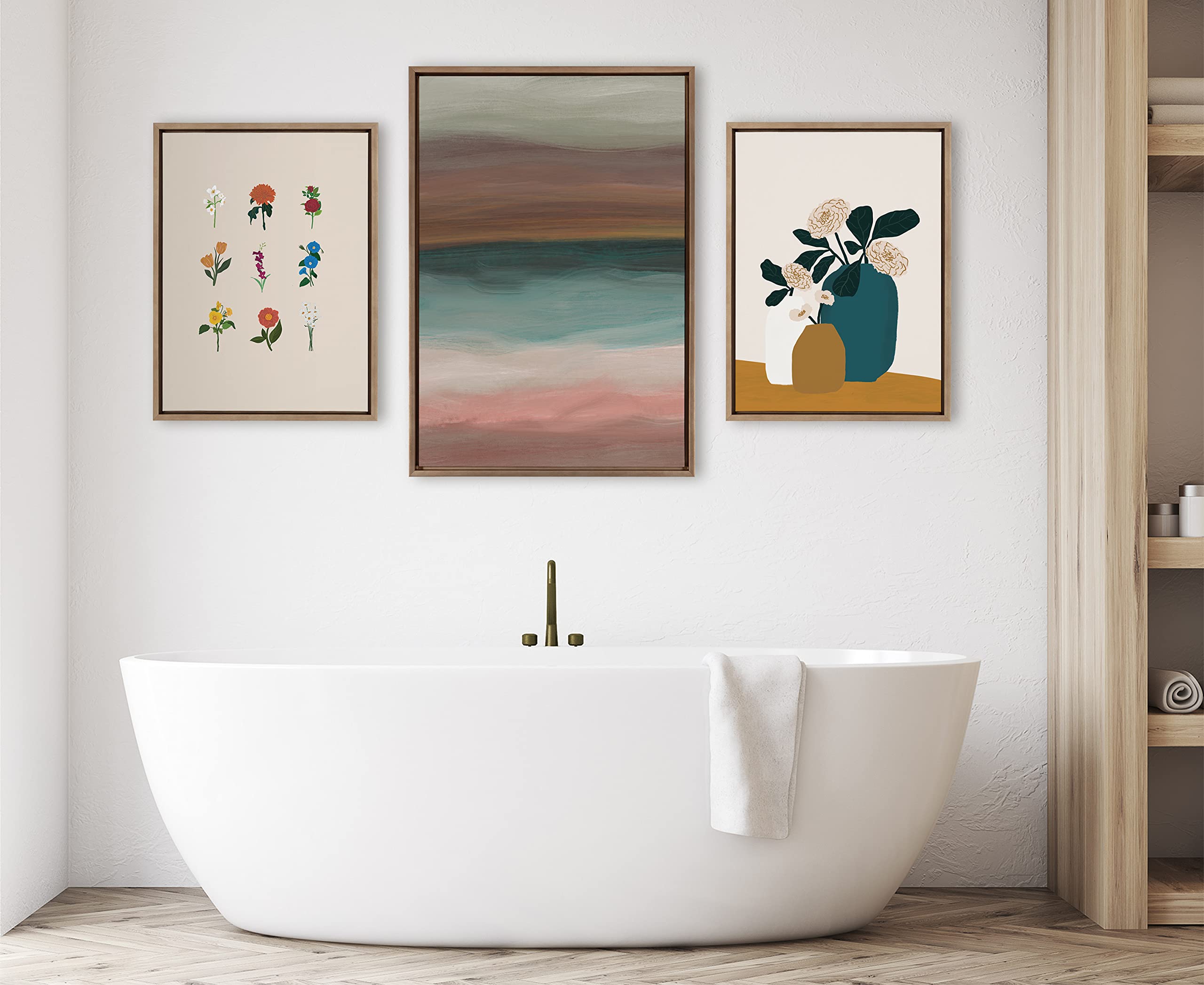 Kate & Laurel Sylvie Peace Framed Canvas Wall Art - 23x33 Inches Gold Abstract Print for Living Room, Bedroom & Office Decor | Calming Modern Artwork by Oris Eddu